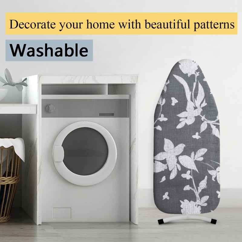MZXcuin Small Ironing Board Cover Scorch Resistant, Cotton Table top Ironing Board Cover with Padding Heat Reflective Heavy Duty Pad (Grey Floral, 12.5"x32") - Image 5